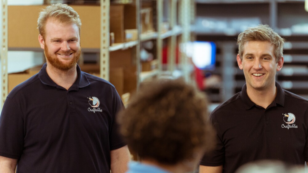 Business partners Stephen Cox (left) and Drew Barbier (right) have leveraged Amazon API to scale Craftables into a successful craft vinyl business.